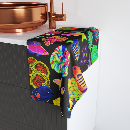 Vibrant Reef Life Hand Towel