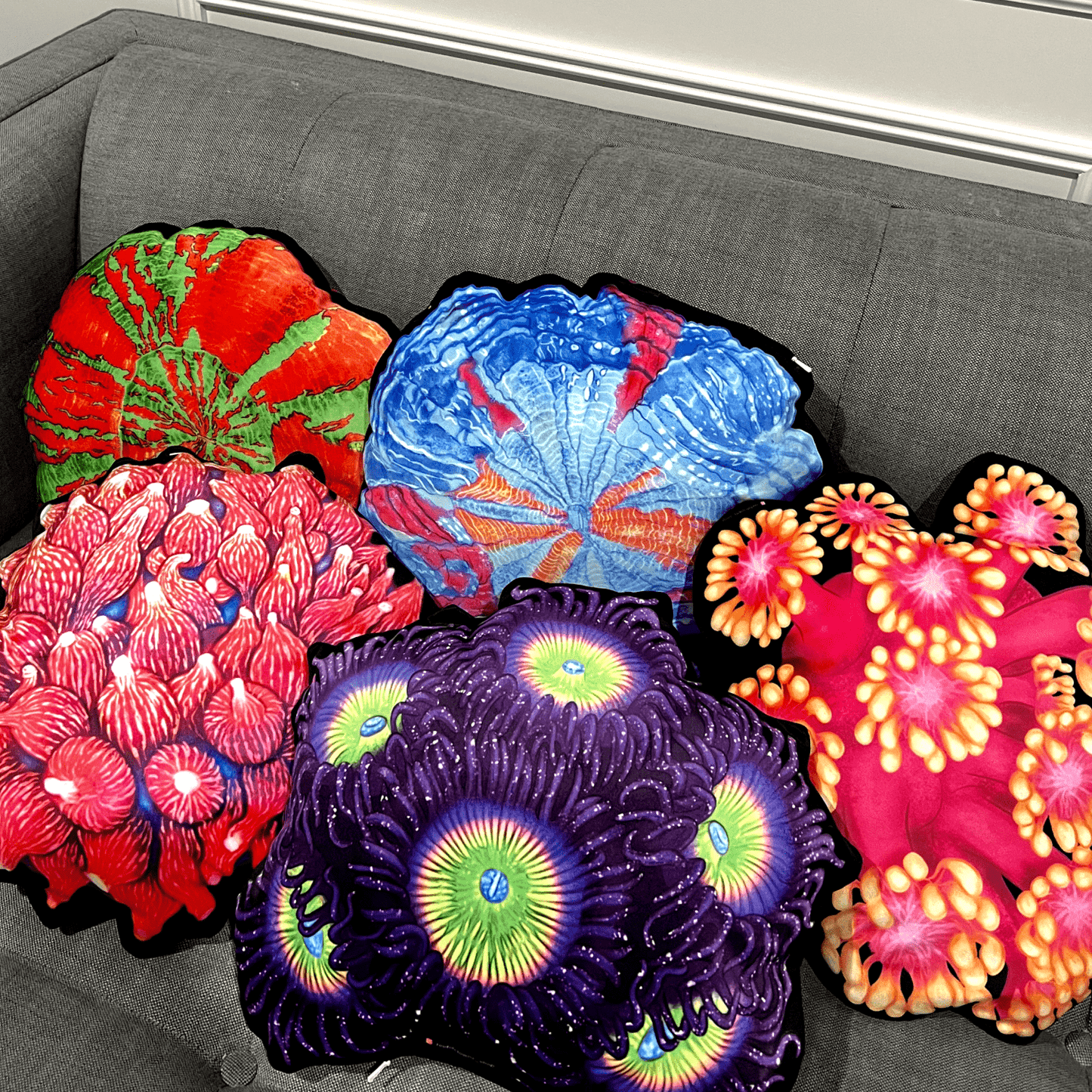 Golden Inferno Goniopora Pillow - Reef of Clowns