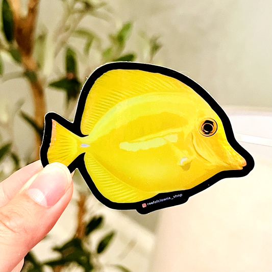 Yellow Tang Sticker (Holographic) - Reef of Clowns LLC
