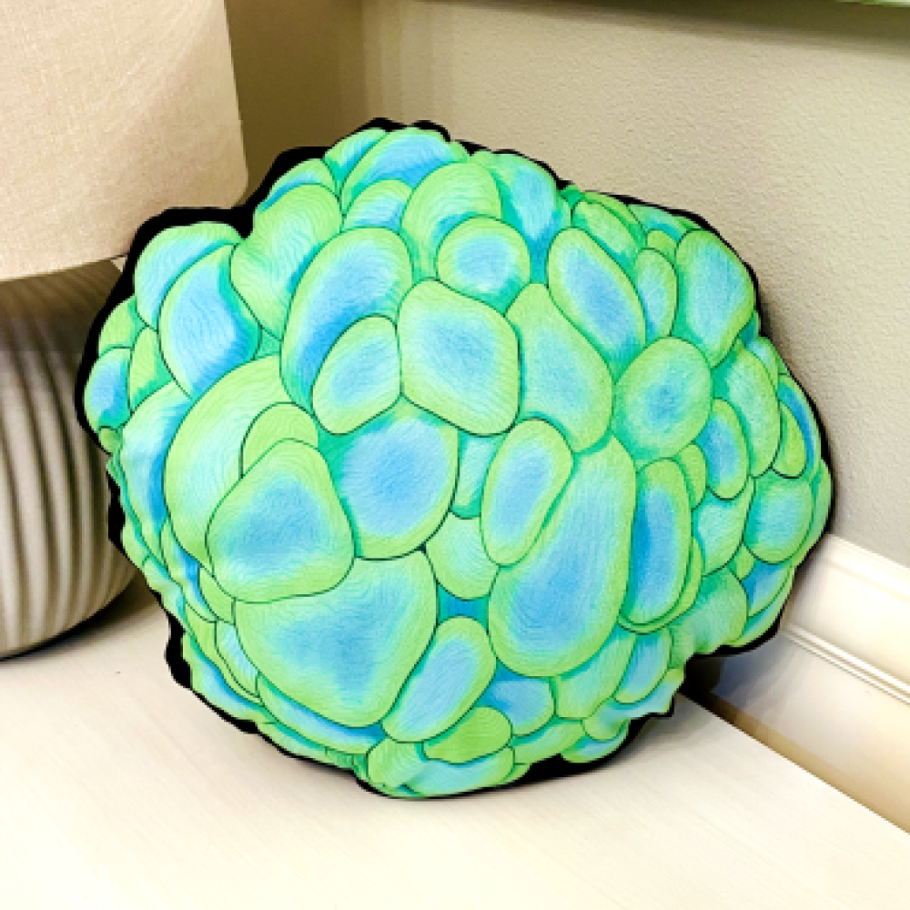 Green Neon Bubble Coral Pillow - Reef of Clowns LLC