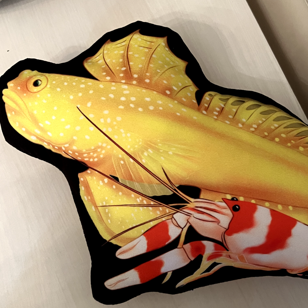 Yellow Watchman Goby & Pistol Shrimp Pillow - Reef of Clowns LLC