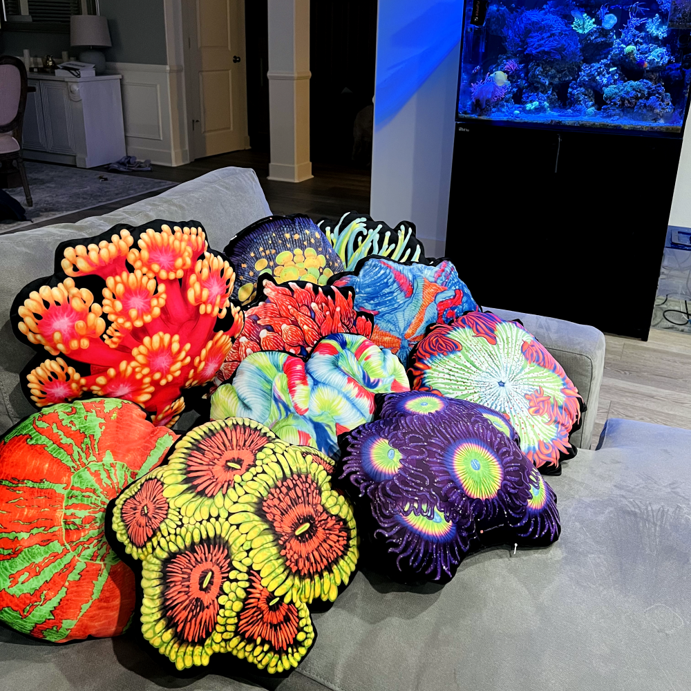 Golden Inferno Goniopora Pillow - Reef of Clowns