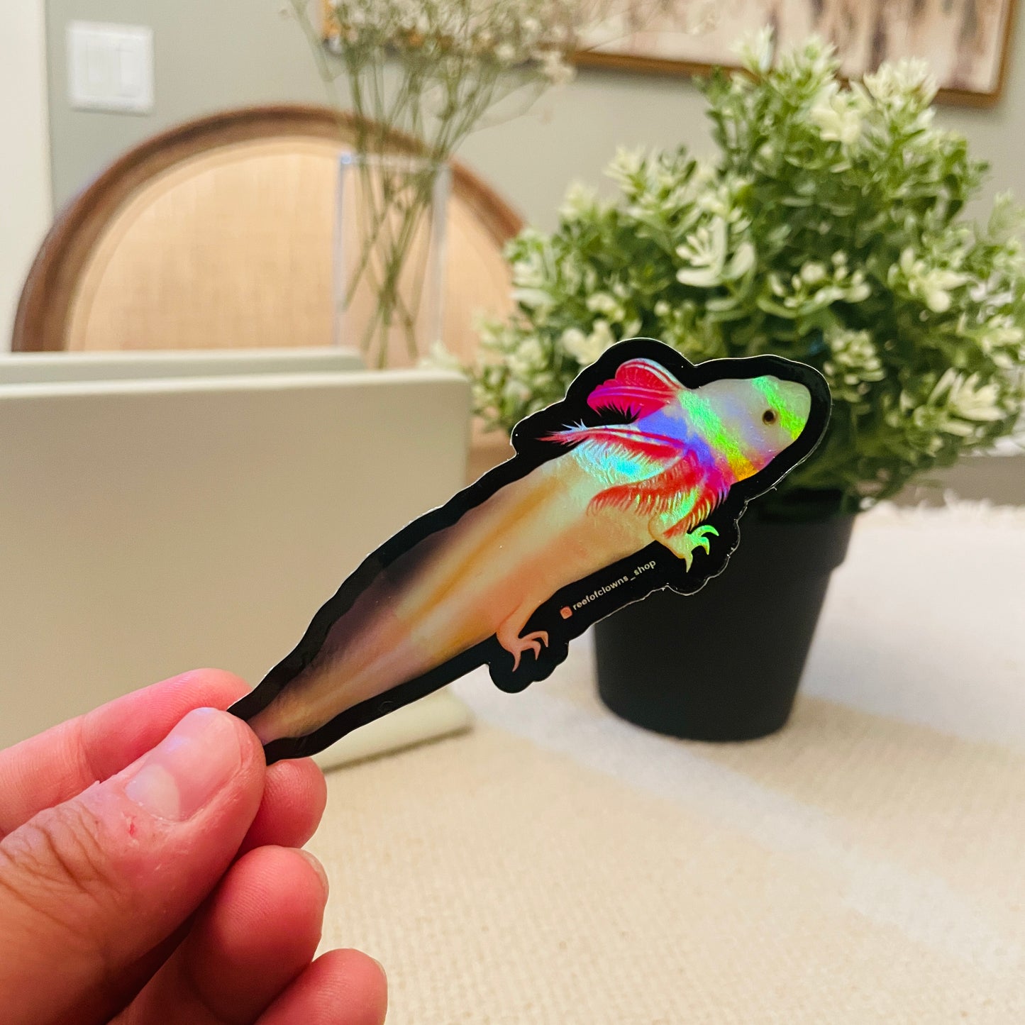 Axolotl Sticker (Holographic) - Reef of Clowns LLC
