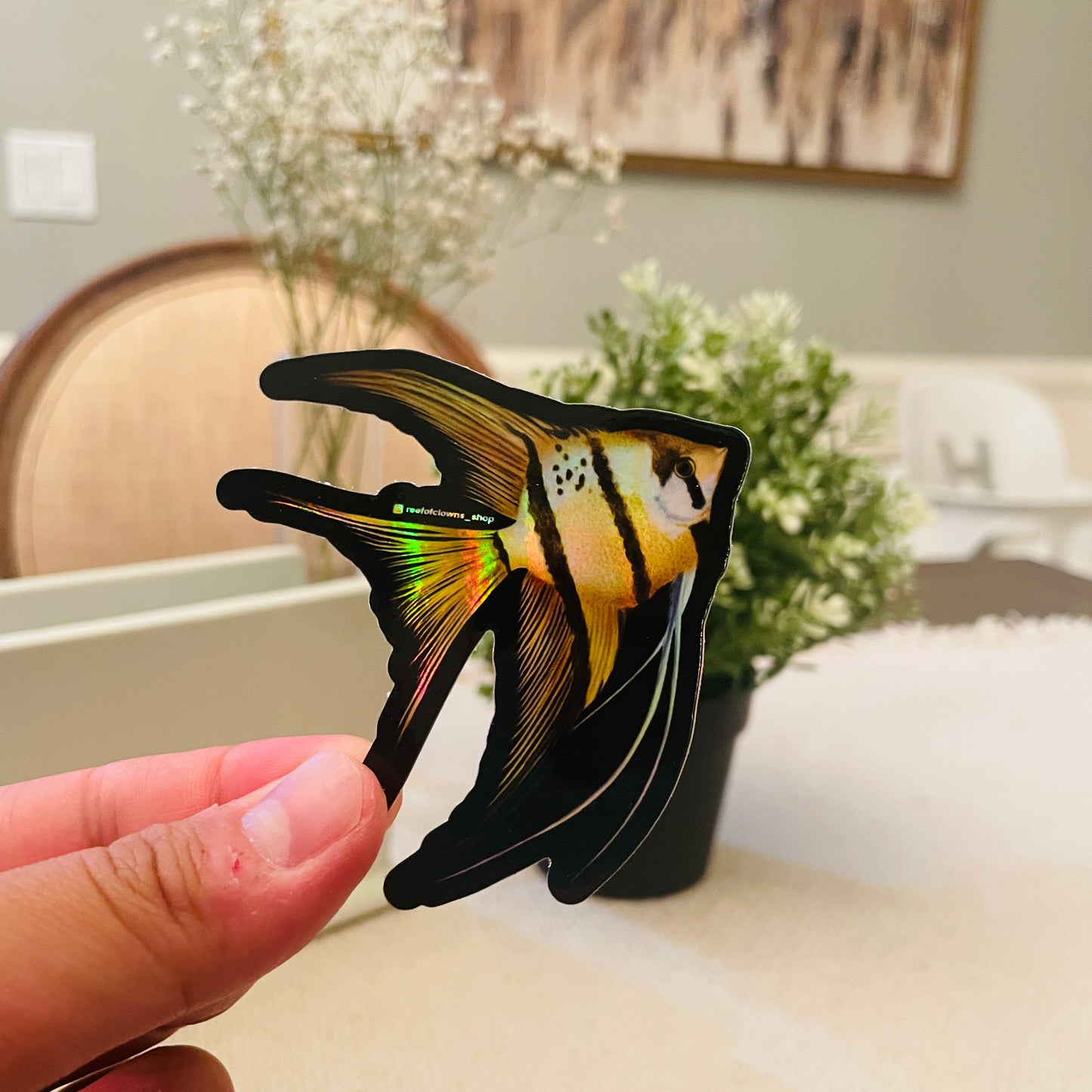 Angelfish Sticker (Holographic) - Reef of Clowns LLC