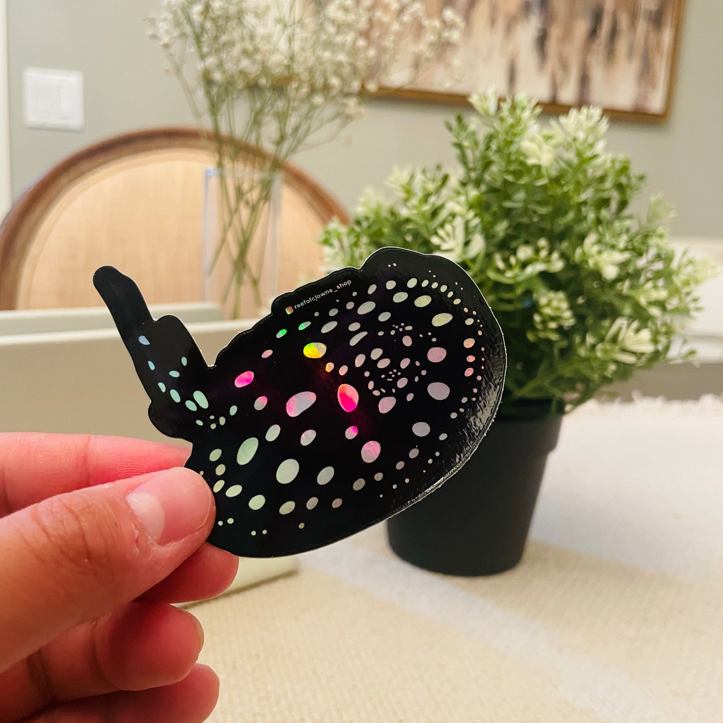 Polkadot Stingray Sticker (Holographic) - Reef of Clowns LLC