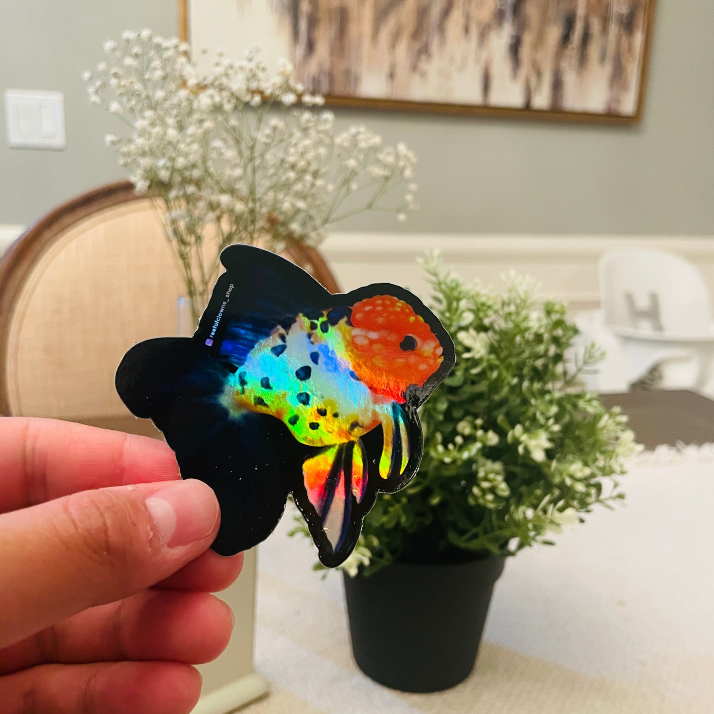 Ranchu Goldfish Sticker (Holographic) - Reef of Clowns LLC