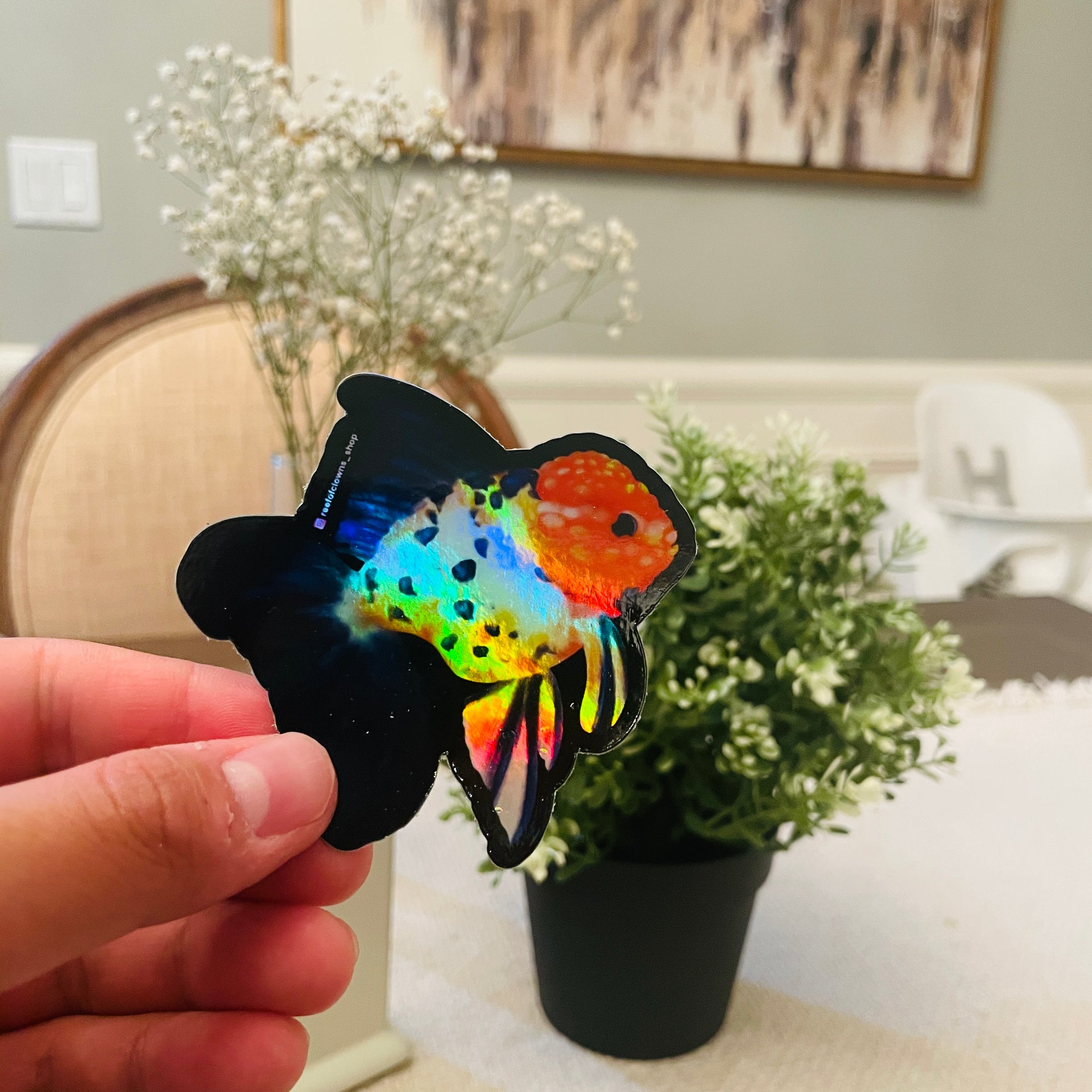 Ranchu Goldfish Sticker (Holographic) - Reef of Clowns LLC