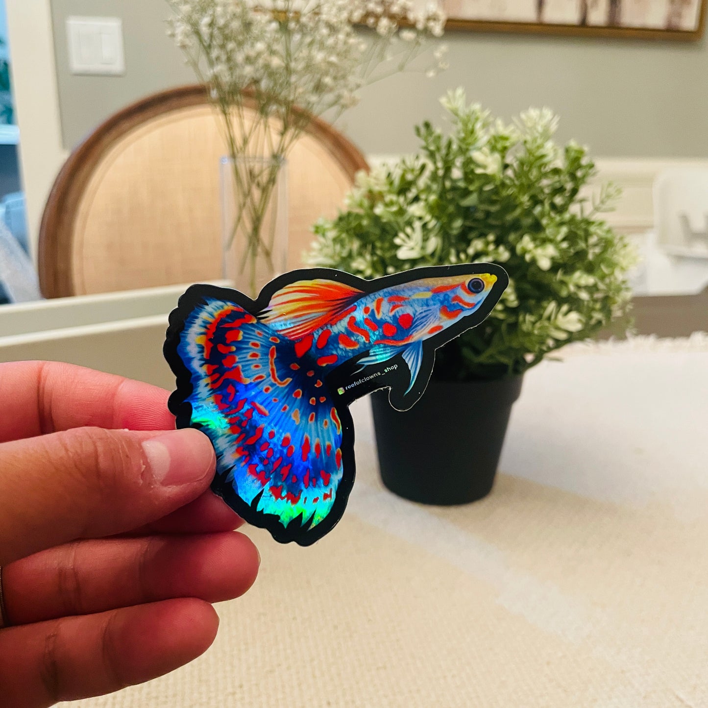 Guppy Fish Sticker (Holographic) - Reef of Clowns LLC