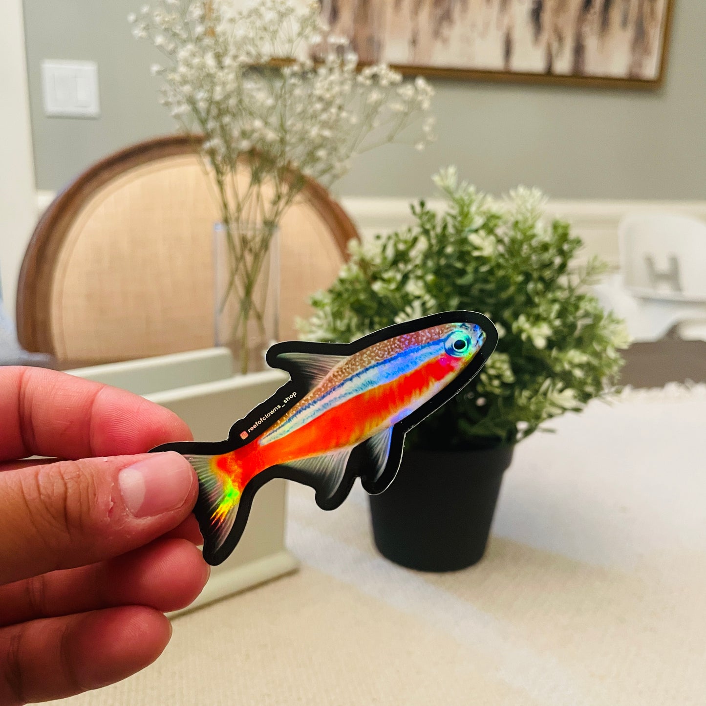 Neon Tetra Sticker (Holographic) - Reef of Clowns LLC
