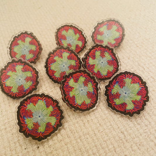 Red Rockflower Anemone Pin - Reef of Clowns LLC