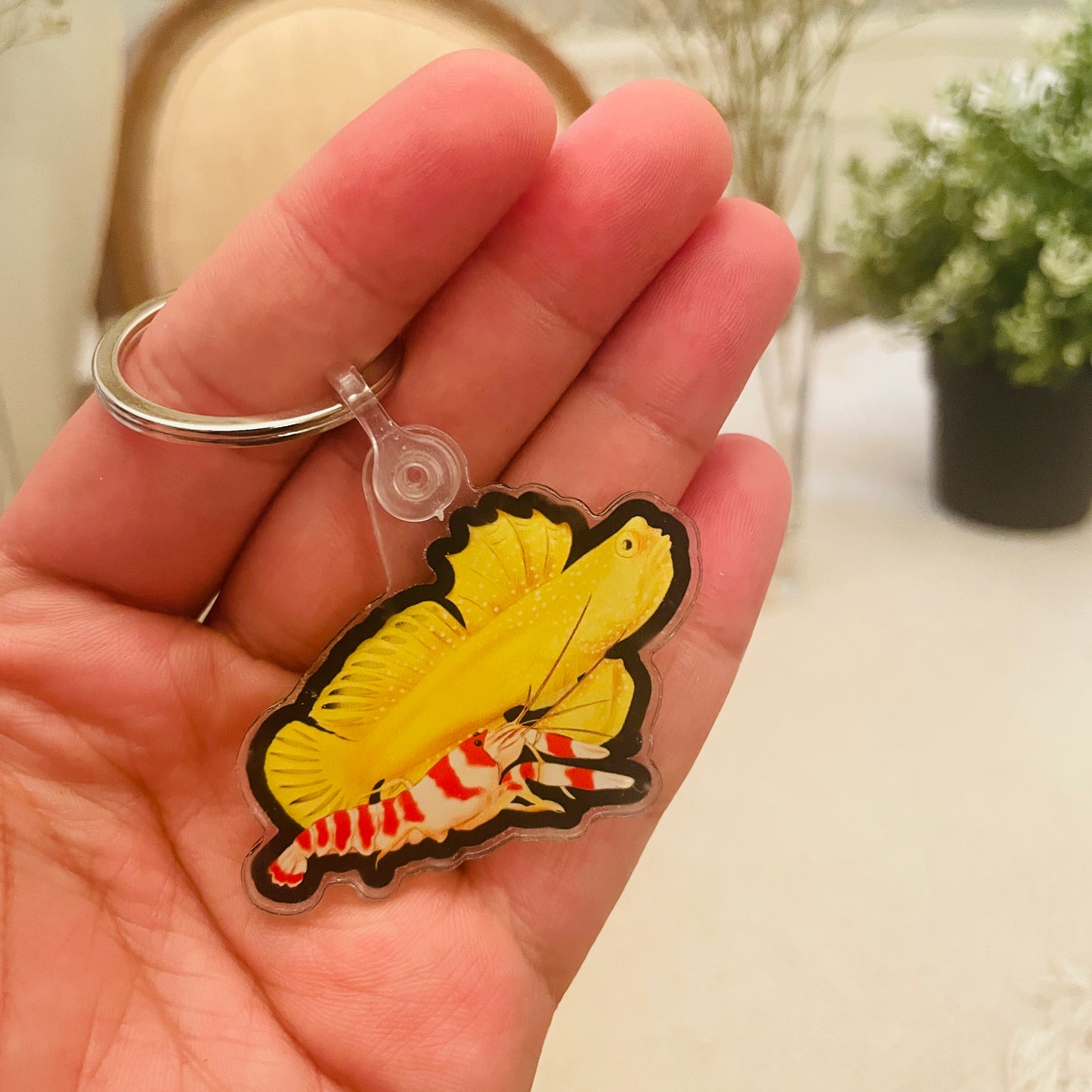 Yellow Watchman Goby & Pistol Shrimp Keychain - Reef of Clowns LLC