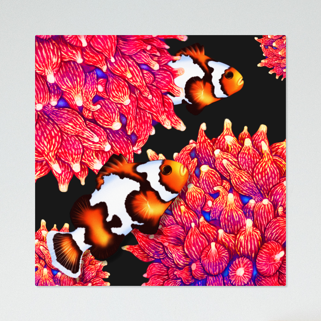 Clownfish and Bubbletip Anemone UV Blacklight Tapestry - Reef of Clowns