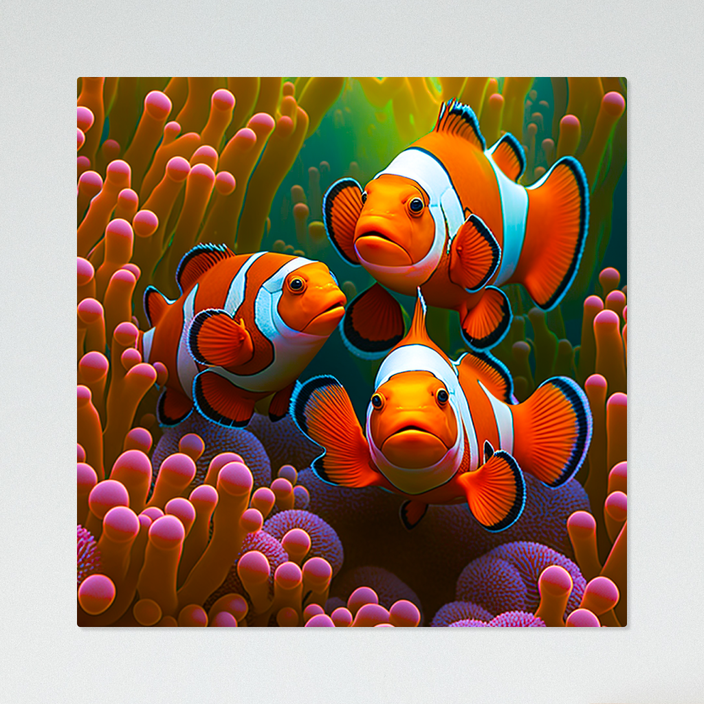 Clownfish Family UV Blacklight Tapestry - Reef of Clowns