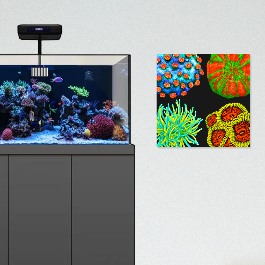 Vibrant Corals (V1) UV Blacklight Tapestry - Reef of Clowns