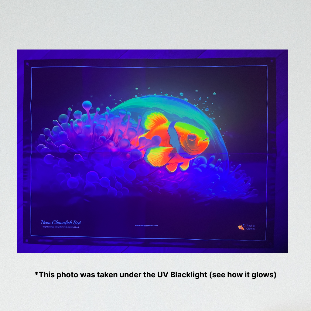 Neon Clownfish Bed UV Blacklight Tapestry