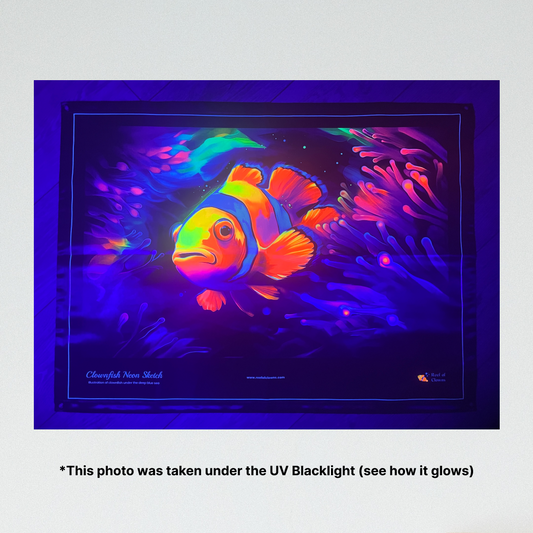 Clownfish Neon Sketch UV Blacklight Tapestry