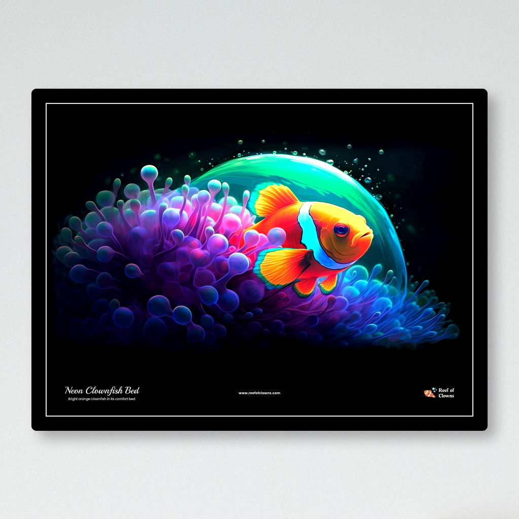 Neon Clownfish Bed UV Blacklight Tapestry