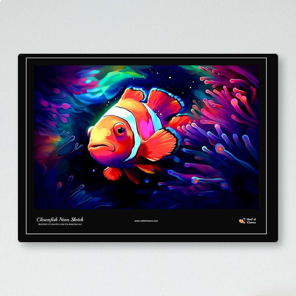 Clownfish Neon Sketch UV Blacklight Tapestry