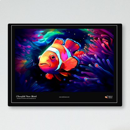 Clownfish Neon Sketch UV Blacklight Tapestry