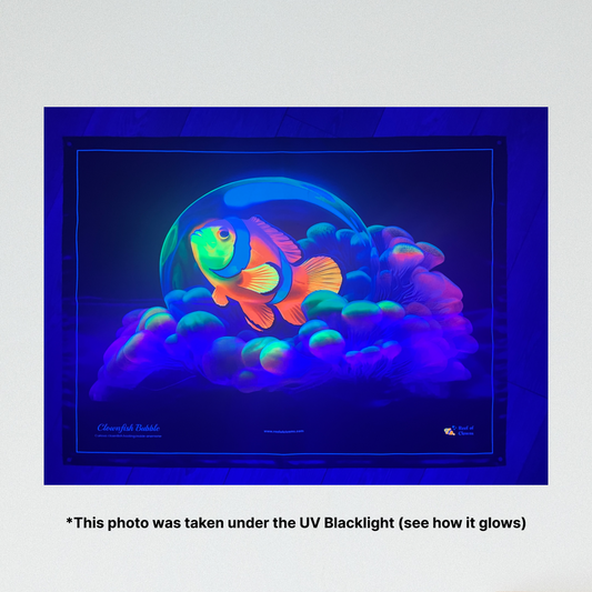 Clownfish Bubble UV Blacklight Tapestry