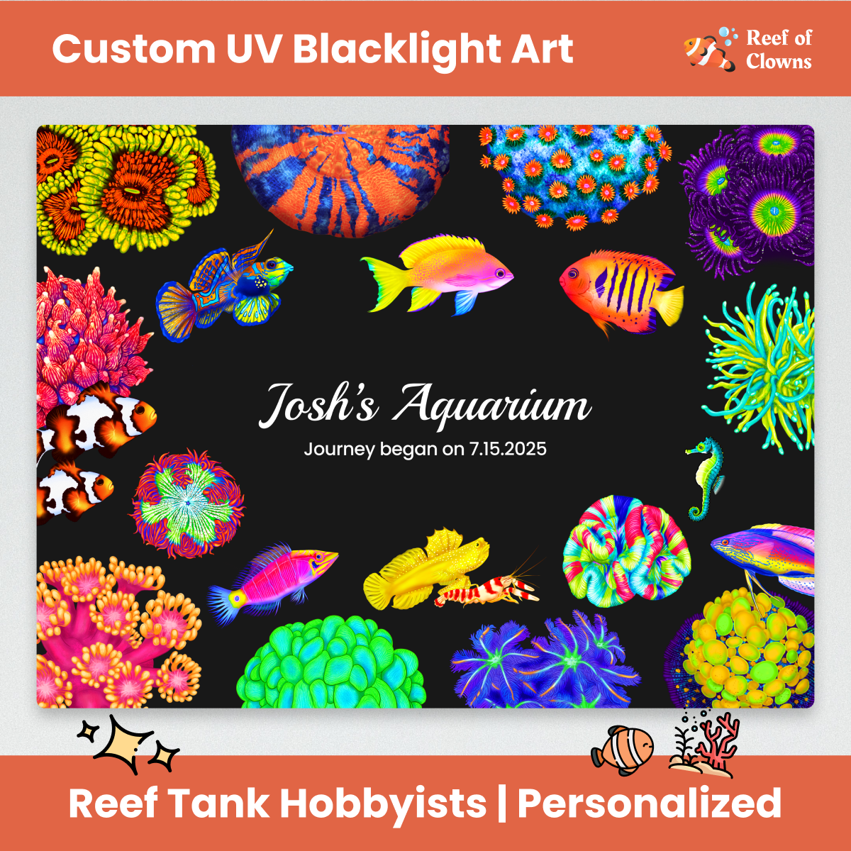 Custom UV Blacklight Reef Tapestry – Personalized