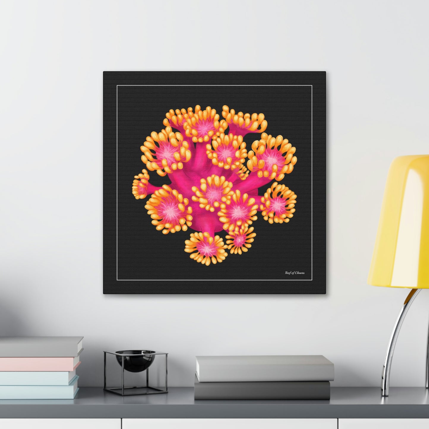 Golden Inferno Goniopora Coral (Canvas Art) - Reef of Clowns