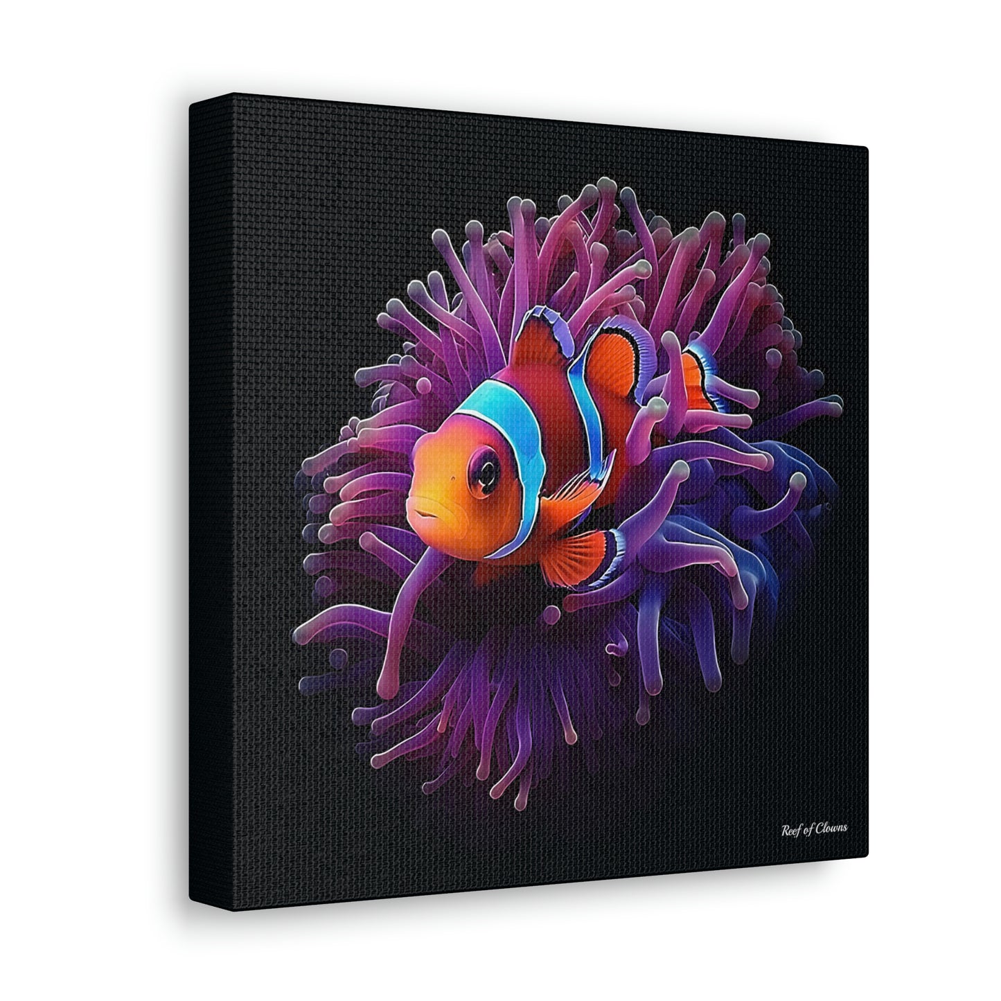 Clownfish on Purple Anemone (Canvas Art) - Reef of Clowns