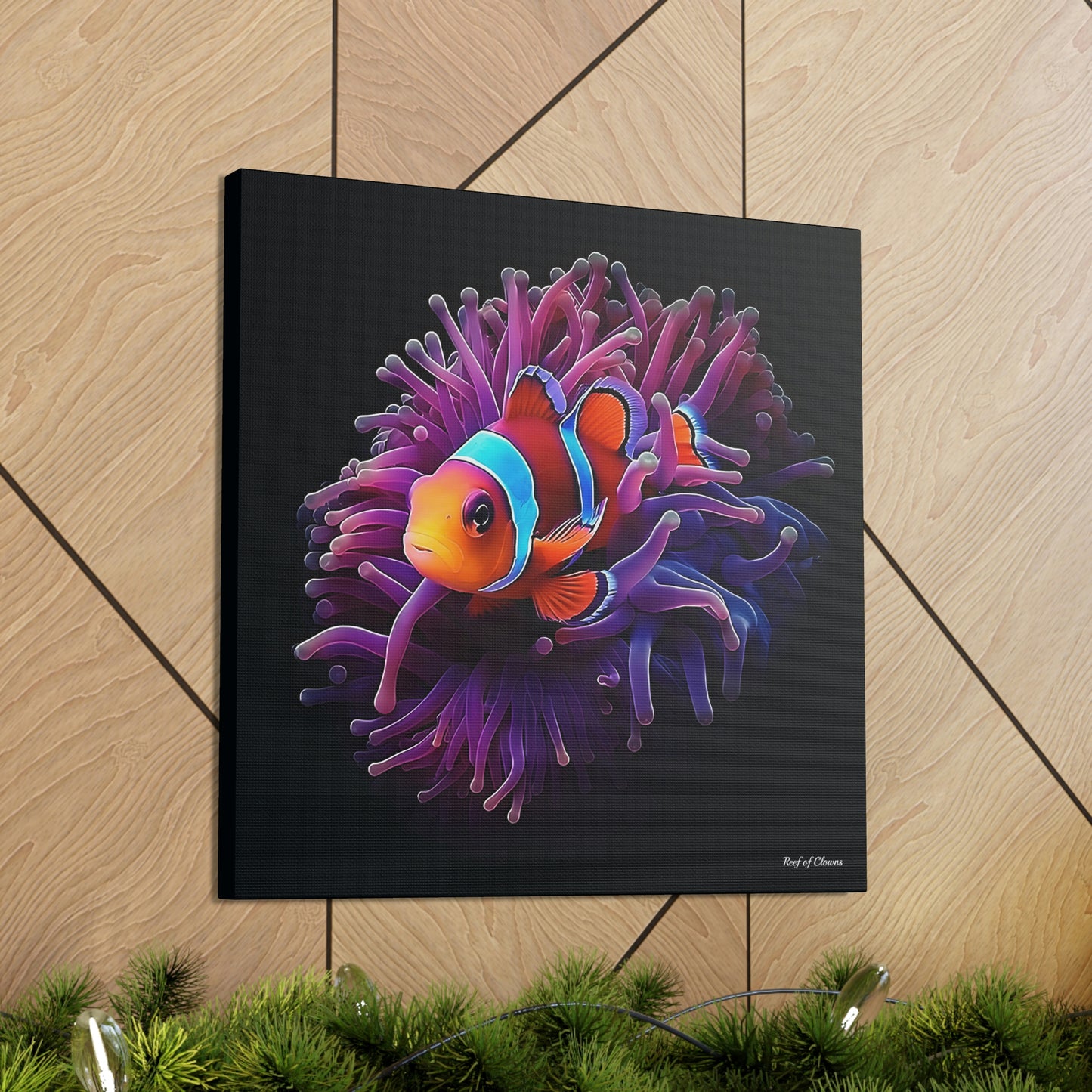 Clownfish on Purple Anemone (Canvas Art) - Reef of Clowns