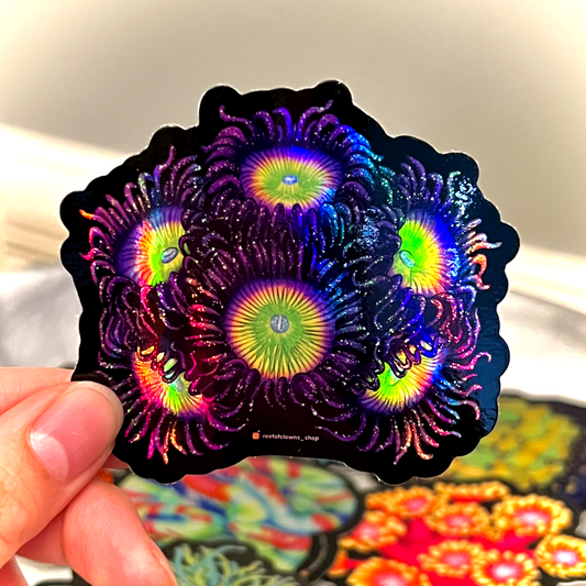 Sunny D Zoanthids Coral Sticker (Holographic) - Reef of Clowns