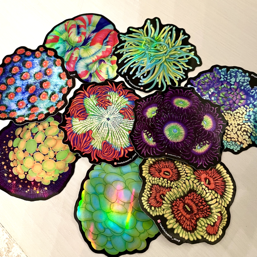 Green Neon Bubble Coral Sticker (Holographic) - Reef of Clowns