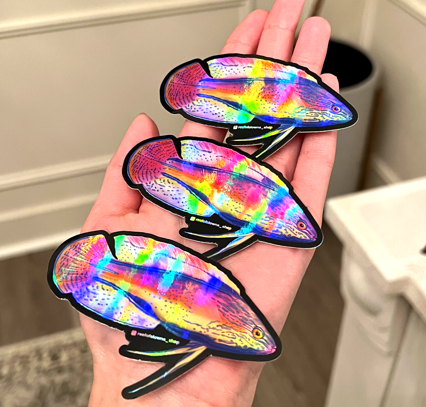 Super Male Lineatus Wrasse (Holographic) - Reef of Clowns