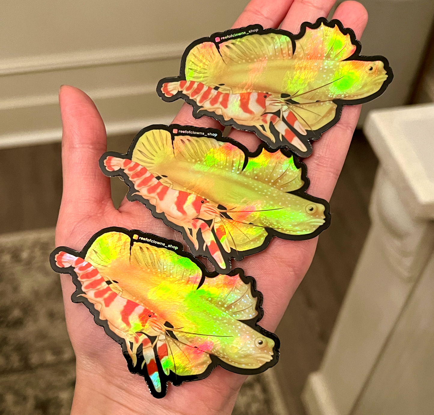 Yellow Watchman Goby and Pistol Shrimp (Holographic) - Reef of Clowns
