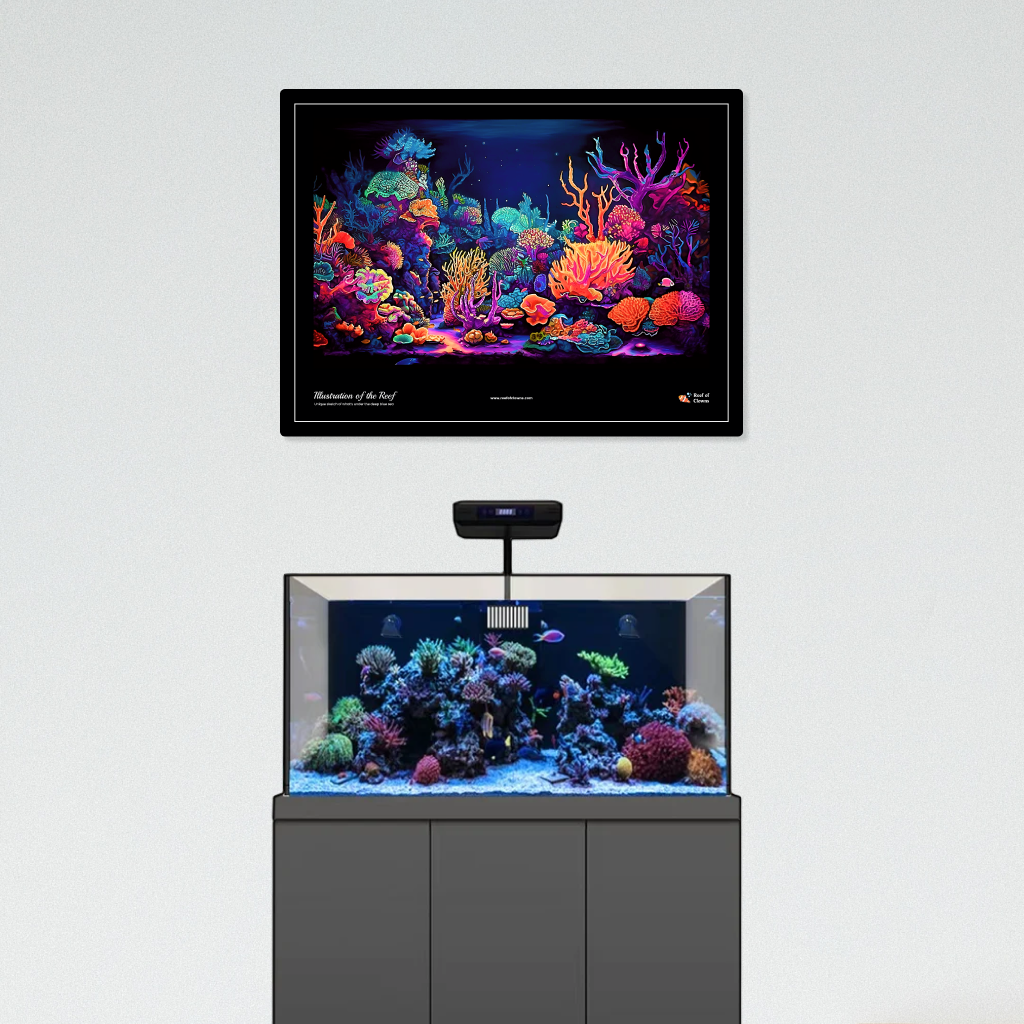 Illustration of the Reef UV Blacklight Tapestry - Reef of Clowns