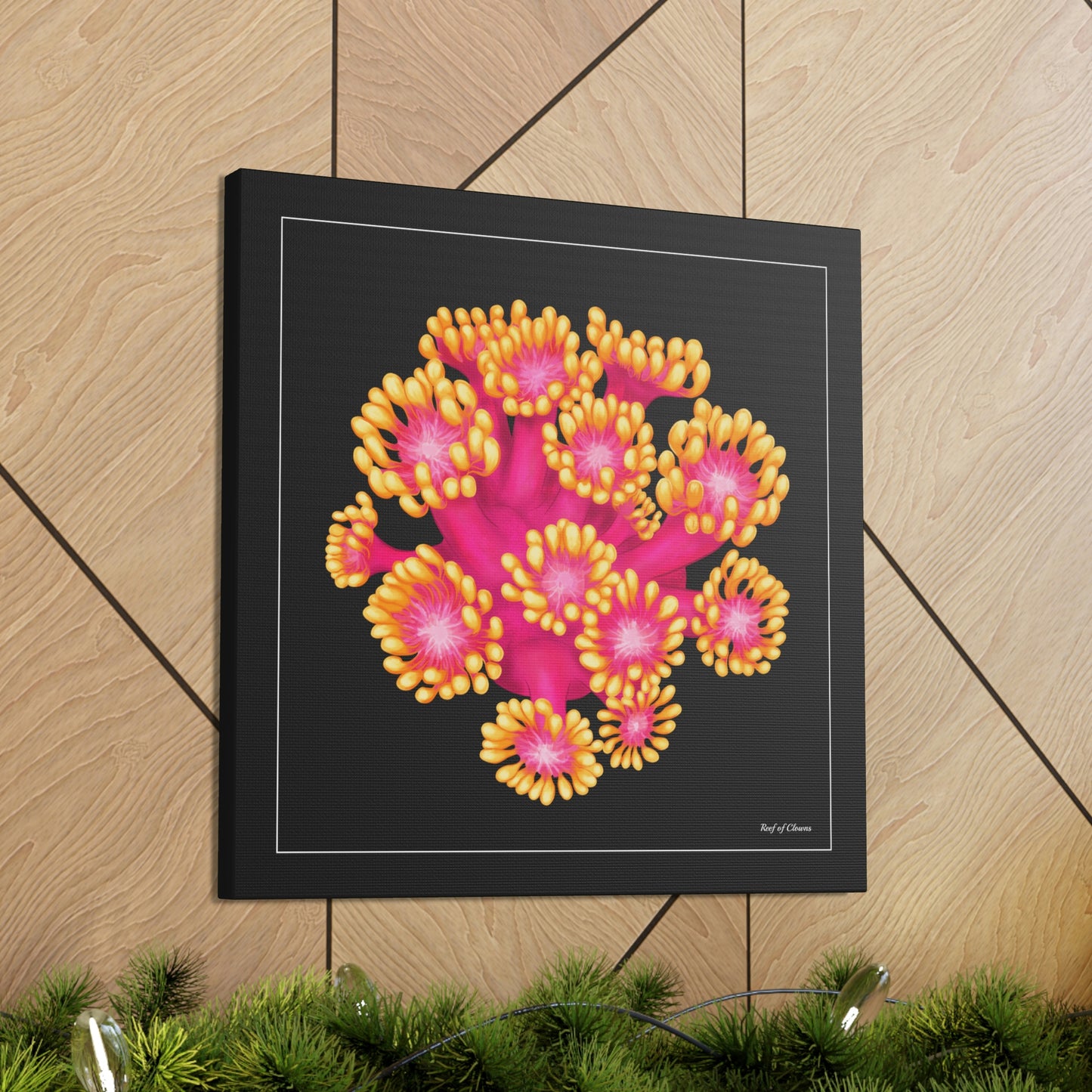 Golden Inferno Goniopora Coral (Canvas Art) - Reef of Clowns