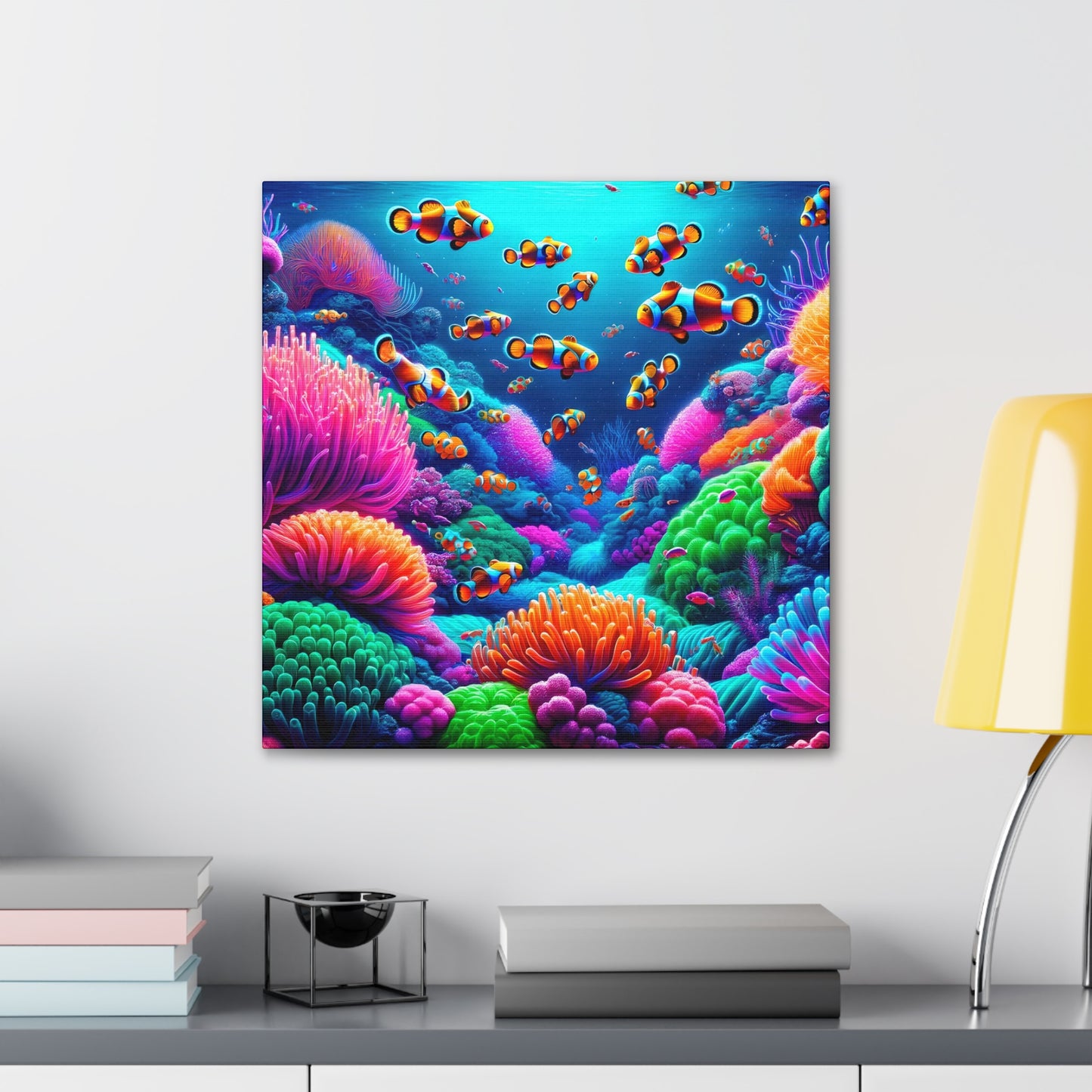 Clownfish Swimming in the Neon Reef