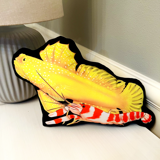Yellow Watchman Goby & Pistol Shrimp Pillow - Reef of Clowns LLC