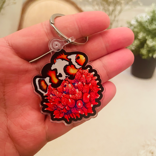 Clownfish on Anemone Keychain - Reef of Clowns LLC