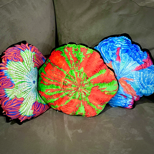 Red Rockflower Anemone Pillow - Reef of Clowns