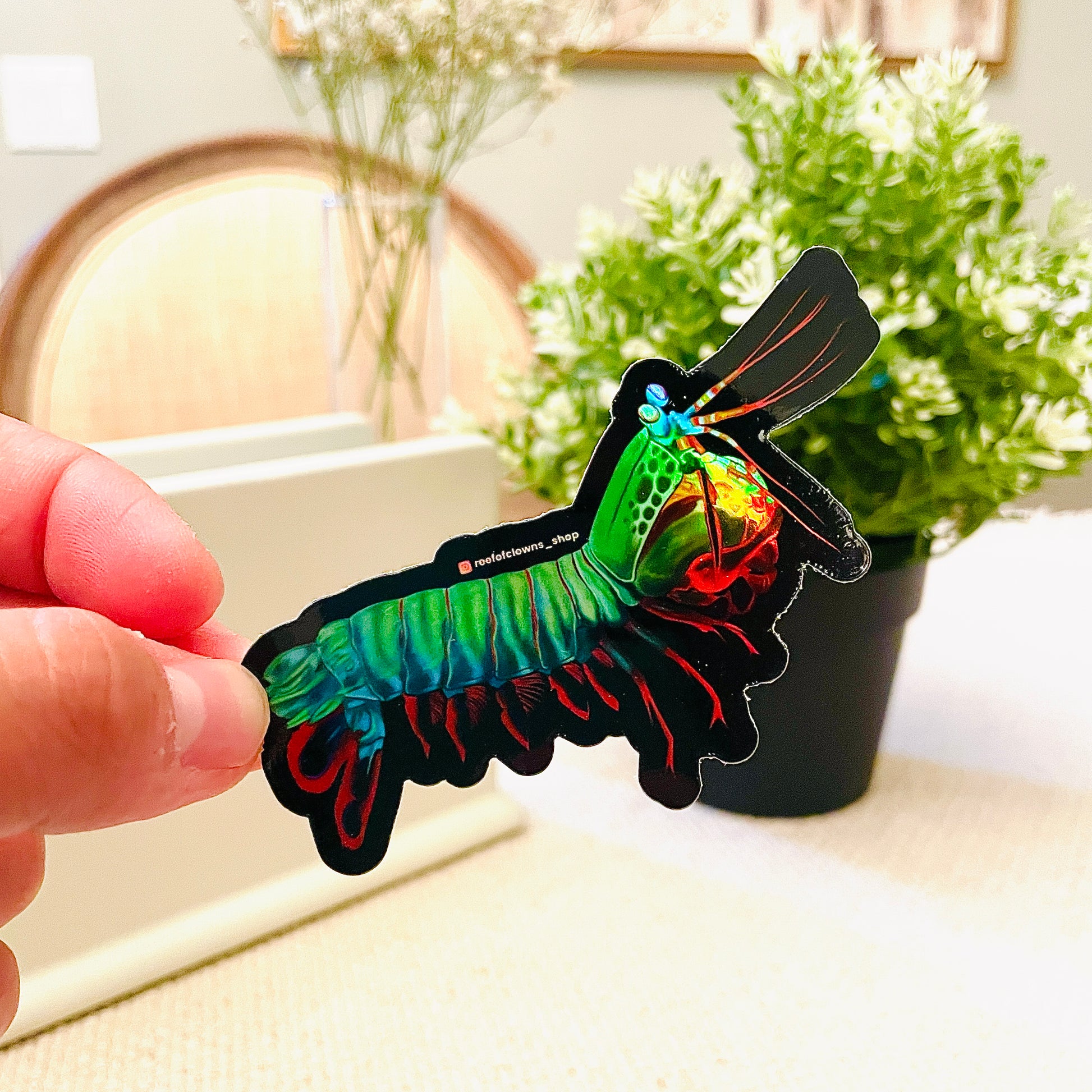 Mantis Shrimp Sticker (Holographic) - Reef of Clowns LLC