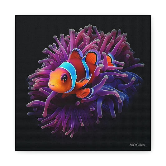 Clownfish on Purple Anemone (Canvas Art) - Reef of Clowns