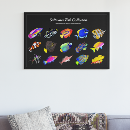 15 Hand-drawn Based Saltwater Fish Poster (Horizontal) - Reef of Clowns