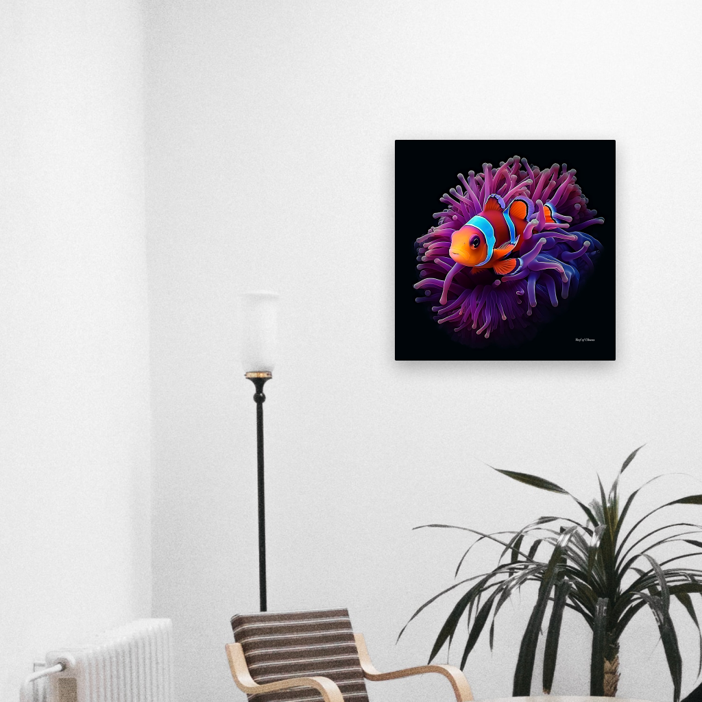 Clownfish on Purple Anemone (Canvas Art) - Reef of Clowns