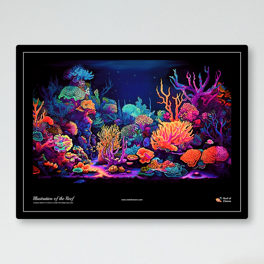 Illustration of the Reef UV Blacklight Tapestry - Reef of Clowns