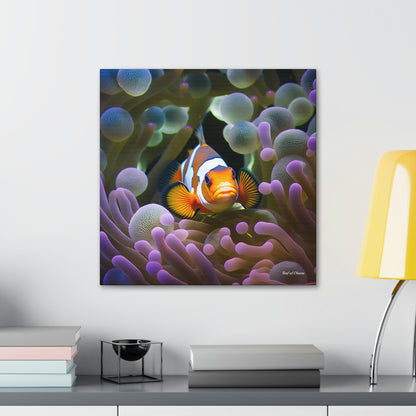 Clownfish Inside an Anemone Bed (Canvas Art) - Reef of Clowns