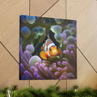 Clownfish Inside an Anemone Bed (Canvas Art) - Reef of Clowns